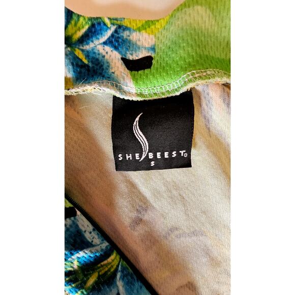 SheBeest Half Zip Tropical Cycling Jersey, Back Pockets, Bicycle, Touring, Sz S - Picture 3 of 6